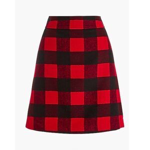 J Crew Buffalo Plaid Wool Blend Red Black Skirt Size 6